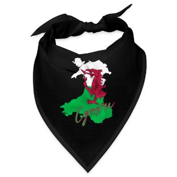 Flagge von Wales, walisischer Stolz - Bandana - Schwarz - Vorne
