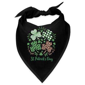 Plaid Leopard Print Shamrock St. Patrick's Day - Bandana - Schwarz - Vorne
