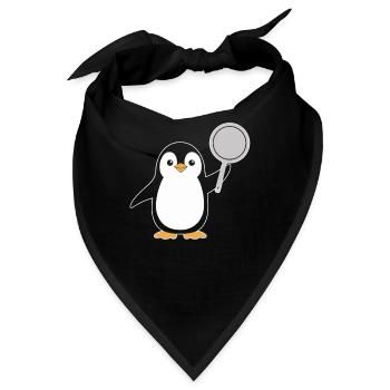 Pinguin Mit Pfanne Illustrationen Für - Bandana - Schwarz - Vorne