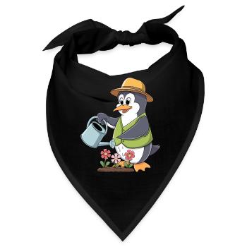 Pinguin Gartenliebe Gärtner Gartenglück - Bandana - Schwarz - Vorne