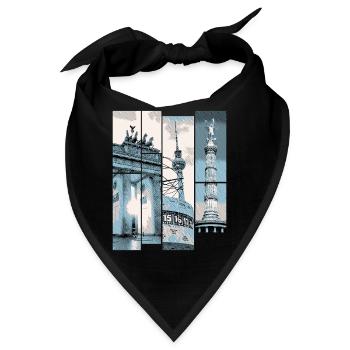 Berlin Skyline Stadt Deutschland Collage Vintage - Bandana - Schwarz - Vorne