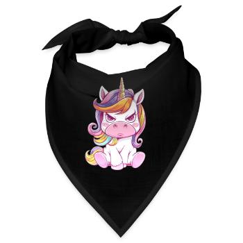 Verärgertes Einhorn Mit Regenbogenmähne - Bandana - Schwarz - Vorne