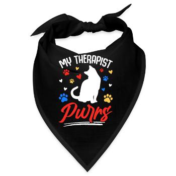 Mein Therapeut schnurrt – Lustiges Katzenmotiv - Bandana - Schwarz - Vorne