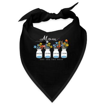Mom Amazing Loving Caring Strong Floral Design - Bandana - Schwarz - Vorne