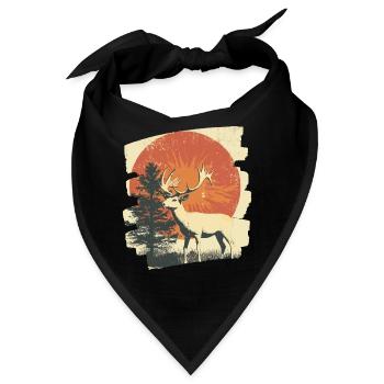 Hirsch mit Geweih - Bandana - Schwarz - Vorne