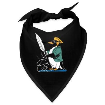 Kalligraphie Pinguin Kreativität mit Feder - Bandana - Schwarz - Vorne