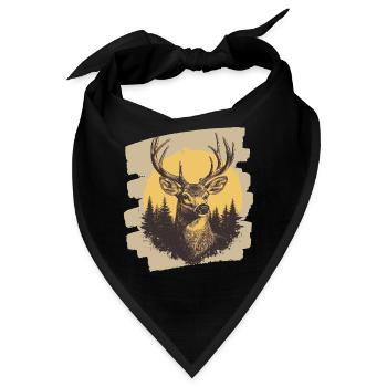 Hirsch mit Geweih - Bandana - Schwarz - Vorne