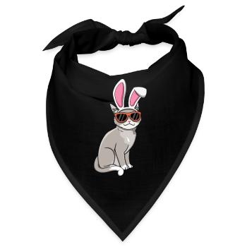 Coole Osterkatze Mit Hasenohren - Bandana - Schwarz - Vorne