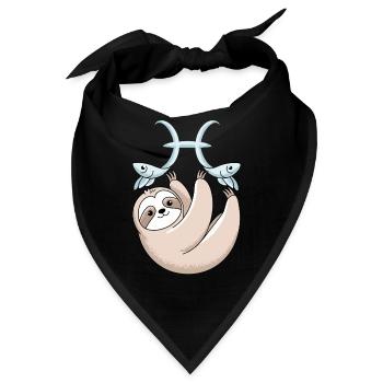 Fische Sternzeichen Faultier mit Zwei Fischen - Bandana - Schwarz - Vorne