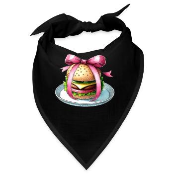 Coquette Bow Burger Hamburger Pink Ribbon Mom - Bandana - Schwarz - Vorne