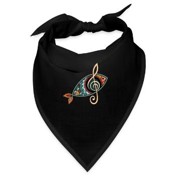 Christlicher Fisch mit Notenschlüssel Kirchenchor - Bandana - Schwarz - Vorne
