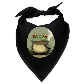 Kiffender Frosch lacht: Weed und Quak - Bandana - Schwarz - Vorne