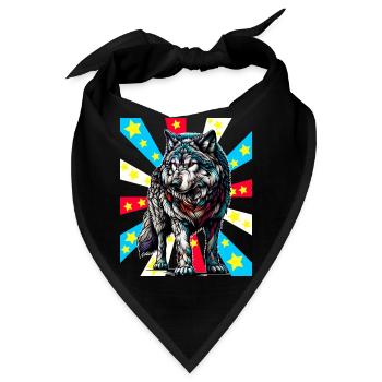 Tattoo Wolf Wölfe - Bandana - Schwarz - Vorne
