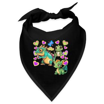 Dino Dinos Kind Kinder - Bandana - Schwarz - Vorne