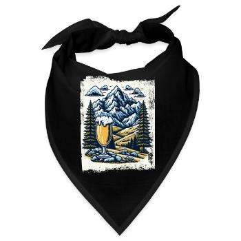 Bergpanorama mit Bierglas - Bandana - Schwarz - Vorne
