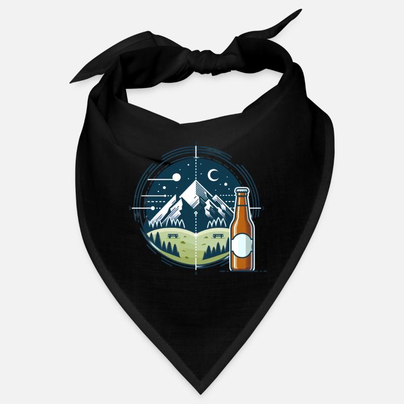 Nocturnal mountain scenery with beer bottle Bandana