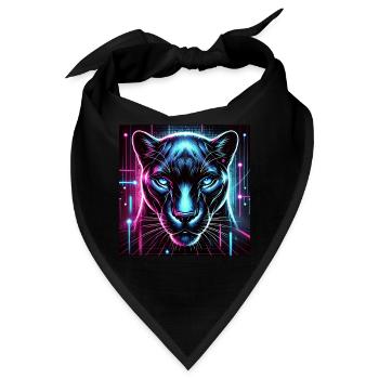Cyberpunk Panther – Neon Stil - Bandana - Schwarz - Vorne