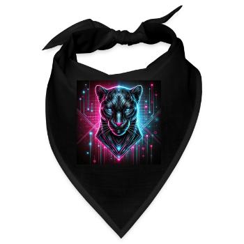 Cyberpunk Panther – Neon Stil - Bandana - Schwarz - Vorne