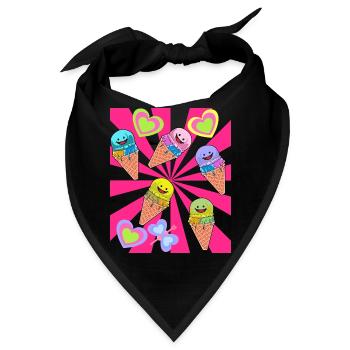 Eis Eiskrem Eiscrem Retro 80er 90er Sommer - Bandana - Schwarz - Vorne