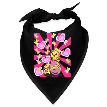 Ostern Retro Küken Osterei Ostereier Kinder 80er - Bandana - Schwarz - Vorne