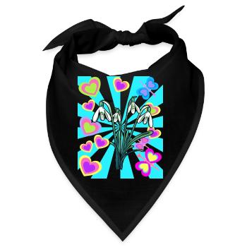 Retro Vintage Schneeglöckchen Blumen Frühling - Bandana - Schwarz - Vorne