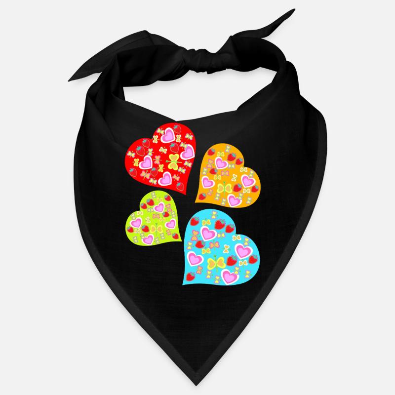 Retro Herz Herzen Vintage Erdbeeren Schmetterlinge Bandana
