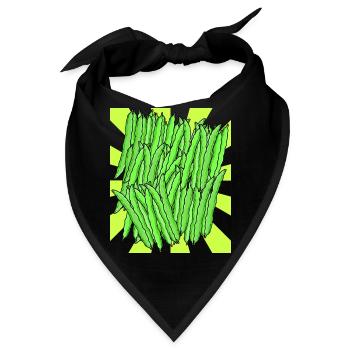 Grüne Bohnen Bohne Gemüse Retro Vintage - Bandana - Schwarz - Vorne
