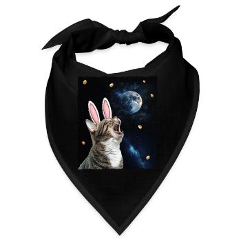 Funny Howling Cat Full Moon Happy Easter Meme - Bandana - Schwarz - Vorne