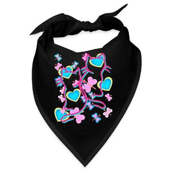 Retro Sommer Katze Katzen Vintage Kinder Kind - Bandana - Schwarz - Vorne