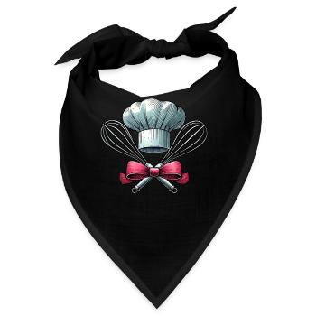 Coquette Schleife Backen Chefkoch Hut Schneebesen - Bandana - Schwarz - Vorne
