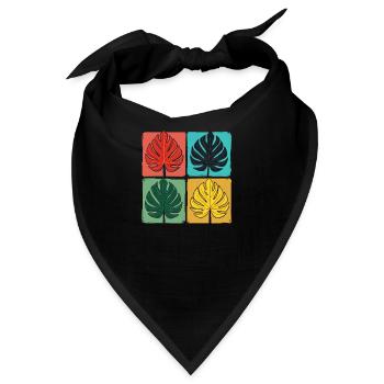 Retro Monstera Blatt Gitter - Bandana - Schwarz - Vorne