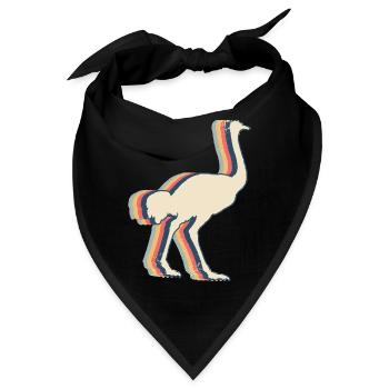 Strauß Tier Retro Line Art - Bandana - Schwarz - Vorne