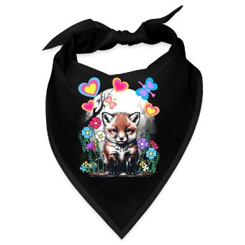 Frühling Retro Fuchs Füchse Frühlingsanfang - Bandana - Schwarz - Vorne