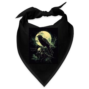 Rabe Totenkopf Mond Düster Gothic Schwarze Krähe - Bandana - Schwarz - Vorne