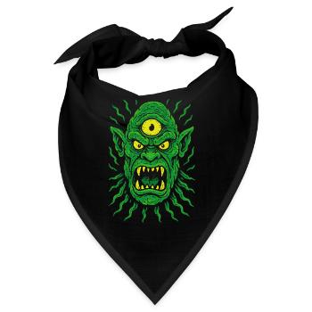 Dreiaugiger Neon-Ork Zyklop mit Monsterblick - Bandana - Schwarz - Vorne