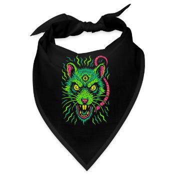 Dreiaugige Neon-Ratte mit Wahnsinnsblick - Bandana - Schwarz - Vorne