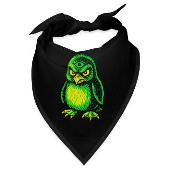 Dreiaugiger Neon-Pinguin mit Zornblick - Bandana - Schwarz - Vorne