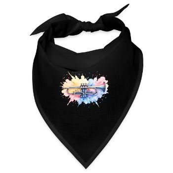 Bunte Trompete Aquarell wasserfarben Farbspritzer - Bandana - Schwarz - Vorne
