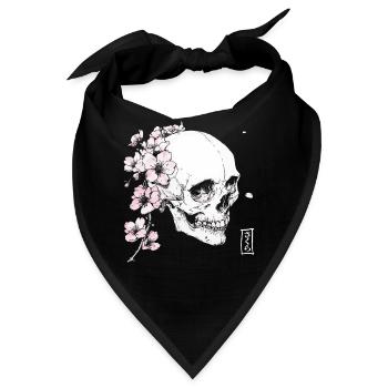 Kirschblüten Schädel im Japan-Stil - Bandana - Schwarz - Vorne