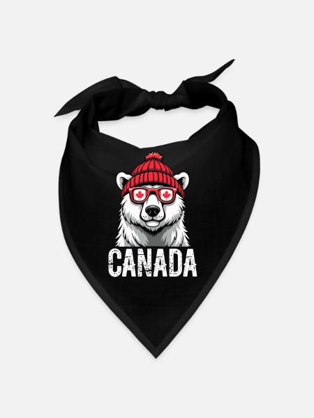 Ours du Canada avec chapeau et style érable - Bandana - noir