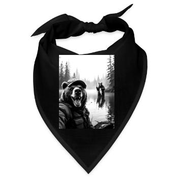 Fischerei Bär Selfie - Bandana - Schwarz - Vorne