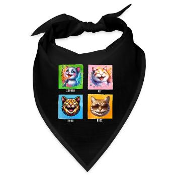 Sopran Alt Tenor Bass lustige Chor Katzen - Bandana - Schwarz - Vorne
