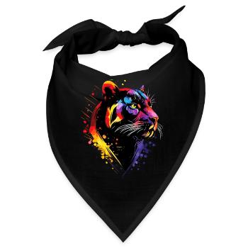 Panther Leopard Raubkatze Süße Großkatze Panter - Bandana - Schwarz - Vorne