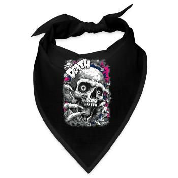 DEATH Totenschädel Comic – Horror Grafik Design - Bandana - Schwarz - Vorne