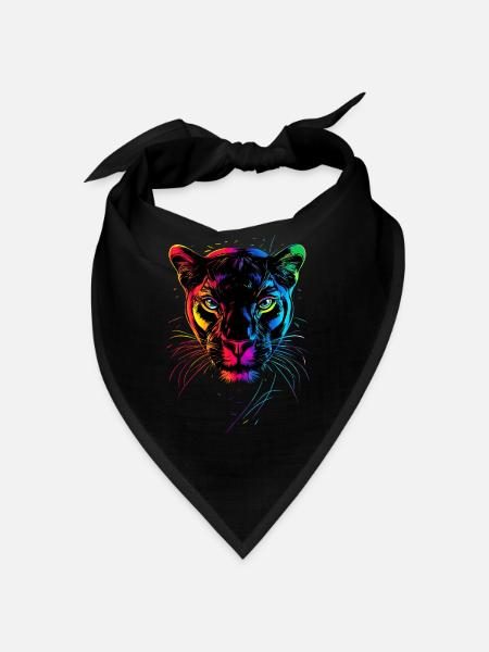 Panther Leopard Big Cat Cute Big Cat Panter - Bandana - black - Front