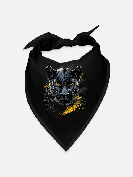 Panther Leopard Raubkatze Süße Großkatze Panter - Bandana - Schwarz - Vorne
