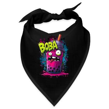 Boba Tea Monster im bunten Graffiti Street Style - Bandana - Schwarz - Vorne