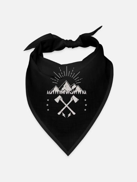 Rugged Mountain Sunrise Axe Emblem - Bandana - black