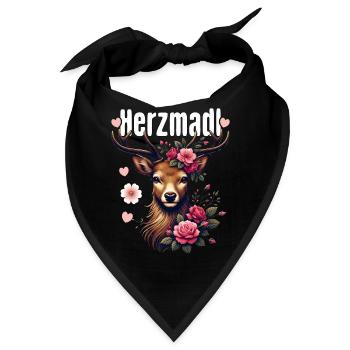 Herzmadl Shirt Damen Trachtenshirt Dirndl T-Shirt - Bandana - Schwarz - Vorne