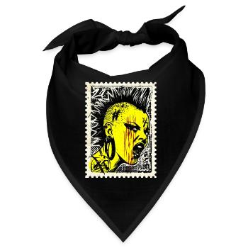 Wilde Punk Frau mit Iro und Wut auf Briefmarke - Bandana - Schwarz - Vorne